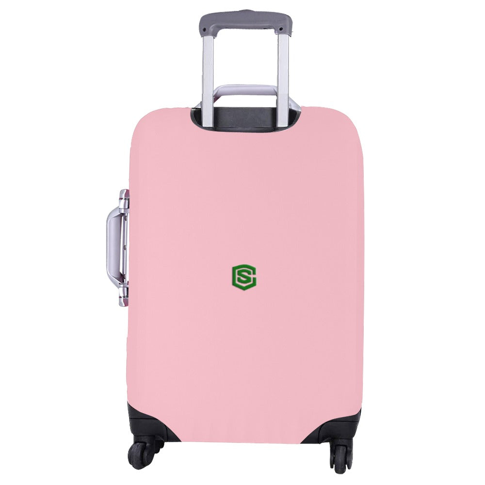 PINK LUGGAGE COVER WITH GREEN  LOGO Luggage Cover (Large Size) (26"-28")
