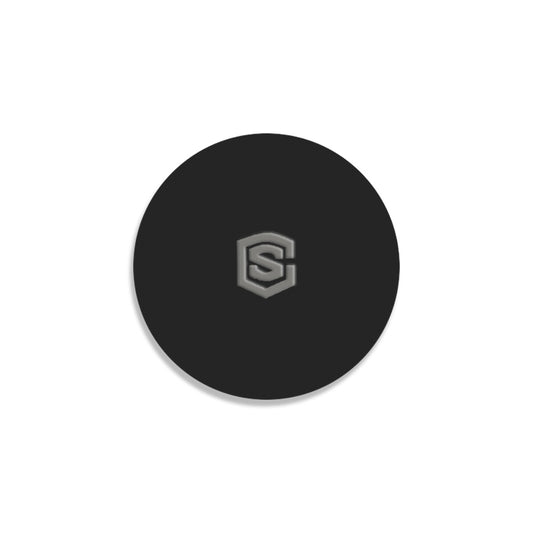 Black Round Coaster with Gray Logo Round Coaster