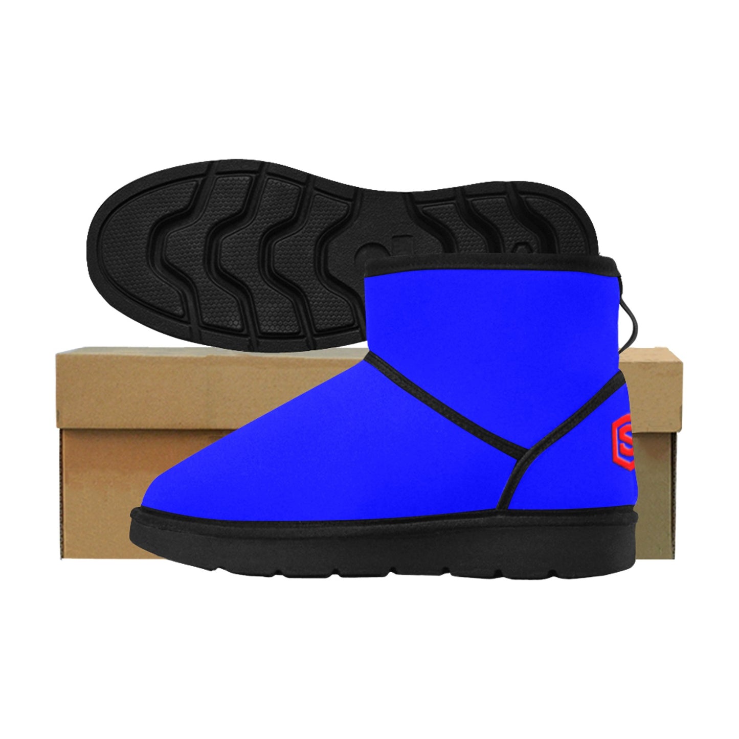 BLUE Low Top Men's Snow Boots WITH RED LOGO Low Top Men's Snow Boots (Model 049)
