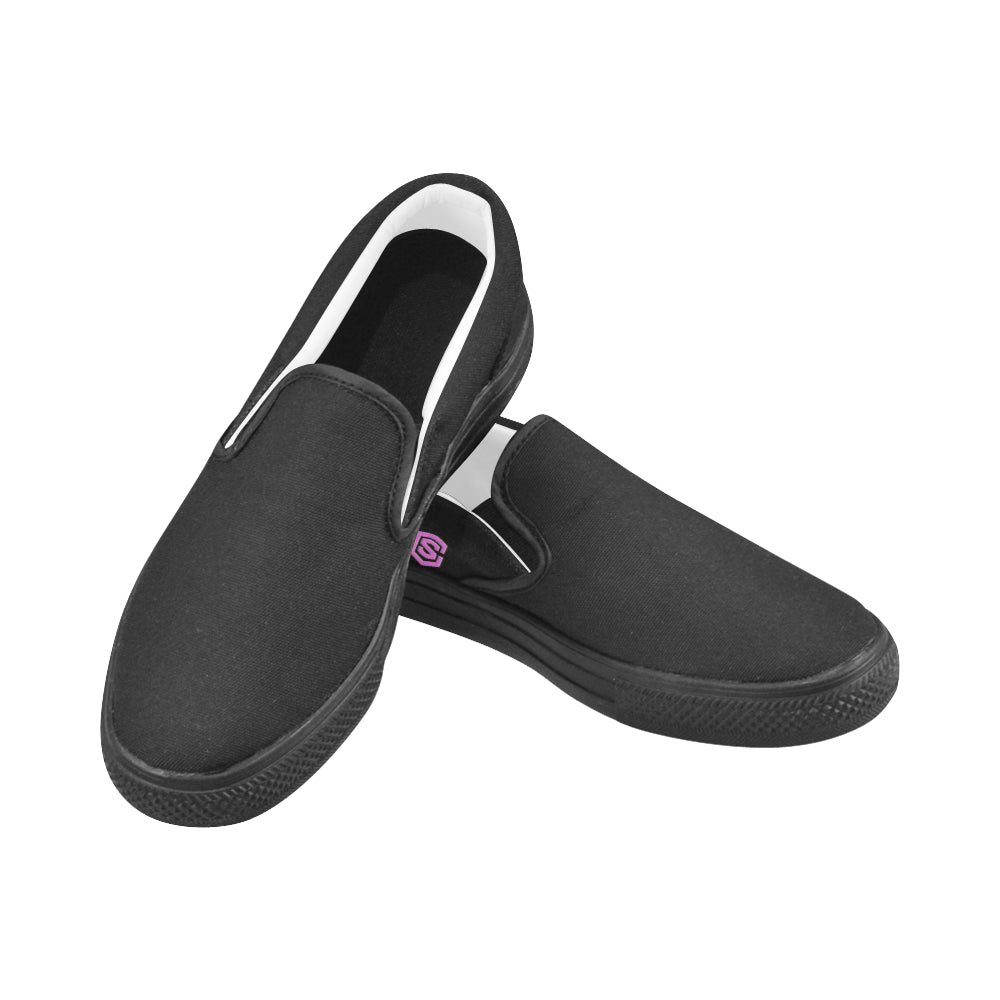 pink logo Women's Slip-on Canvas Shoes (Model 019)