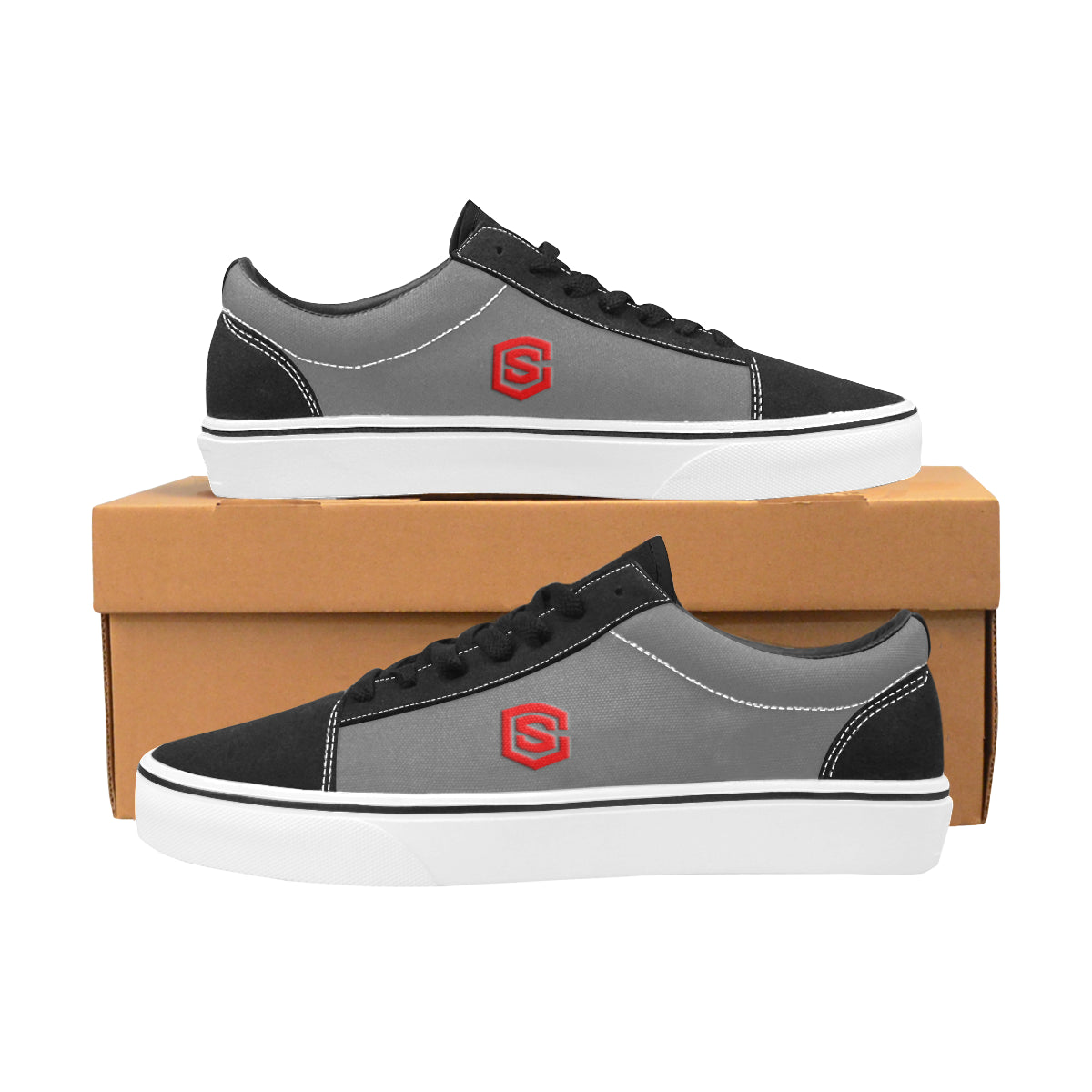 red logo Men's Low Top Skateboarding Shoes (Model E001-2)