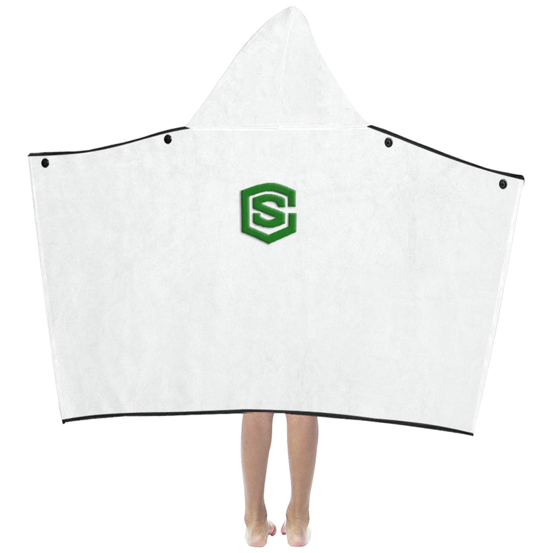 White Kids' Hooded Bath Towels with Green Logo Kids' Hooded Bath Towels