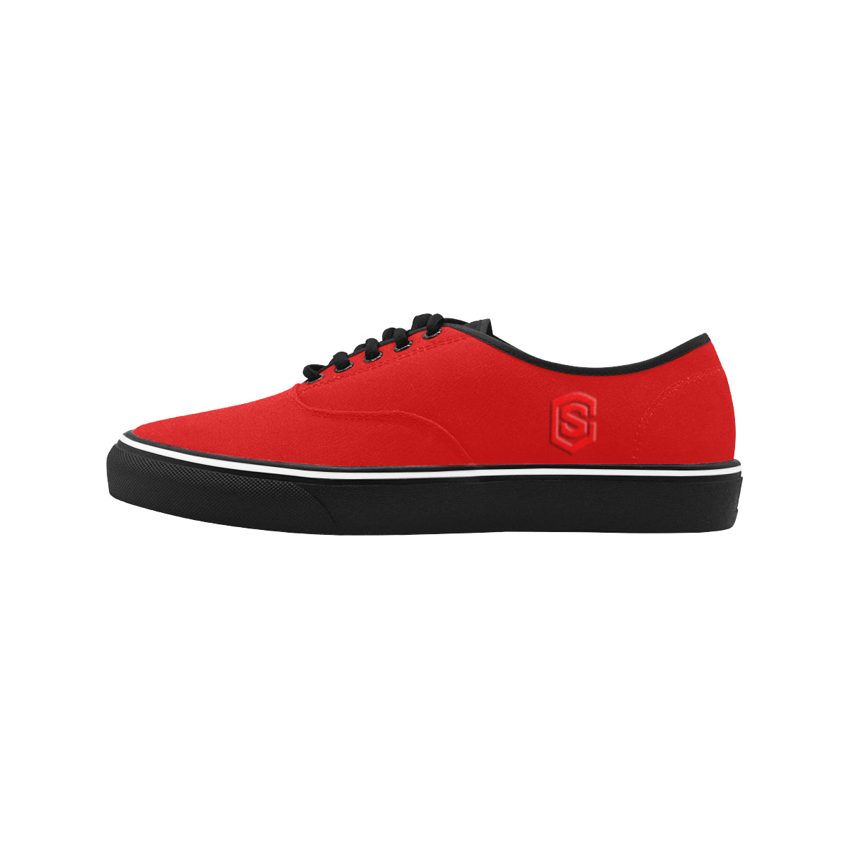 Red logo Classic Men's Canvas Low Top Shoes/Large (Model E001-4)