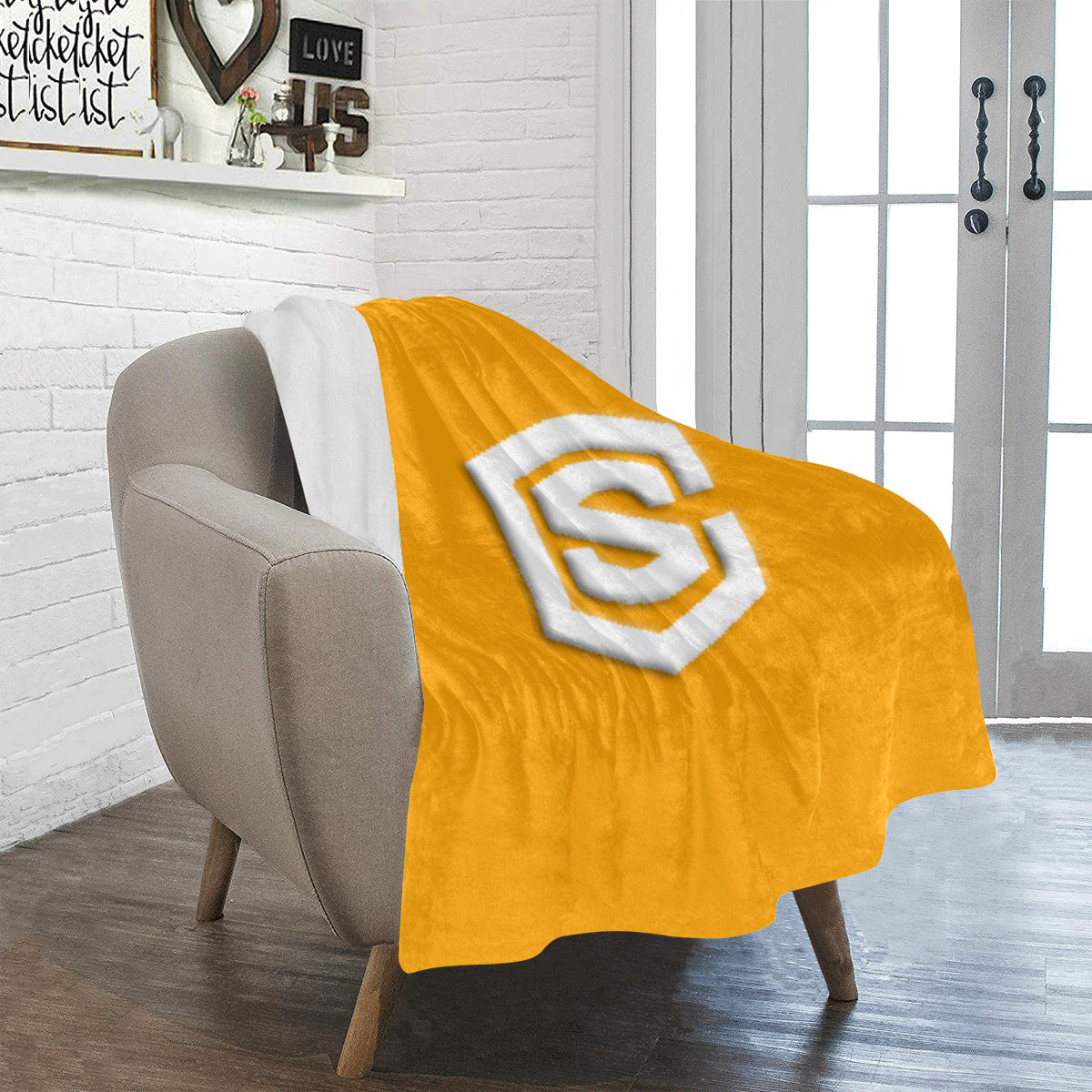 Orange Ultra-Soft Micro Fleece Blanket with White Logo Ultra-Soft Micro Fleece Blanket 30"x40"
