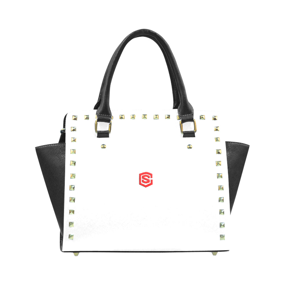 WHITE RIVET SHOULDER HANDBAG red logo Rivet Shoulder Handbag (Model 1645)