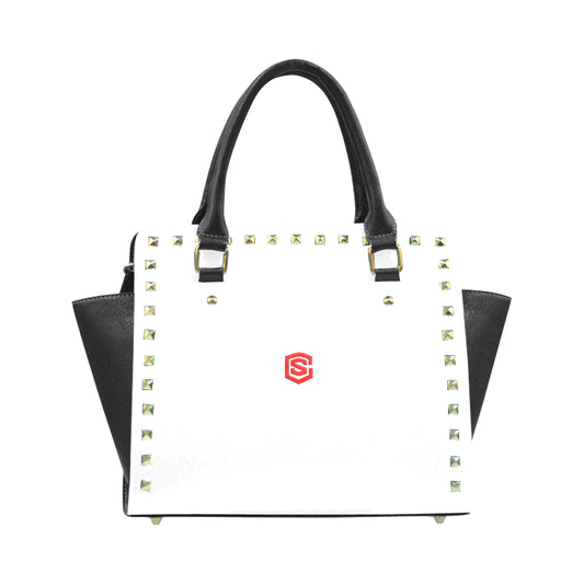 WHITE RIVET SHOULDER HANDBAG red logo Rivet Shoulder Handbag (Model 1645)
