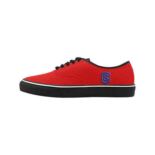 blue logo Classic Men's Canvas Low Top Shoes/Large (Model E001-4)