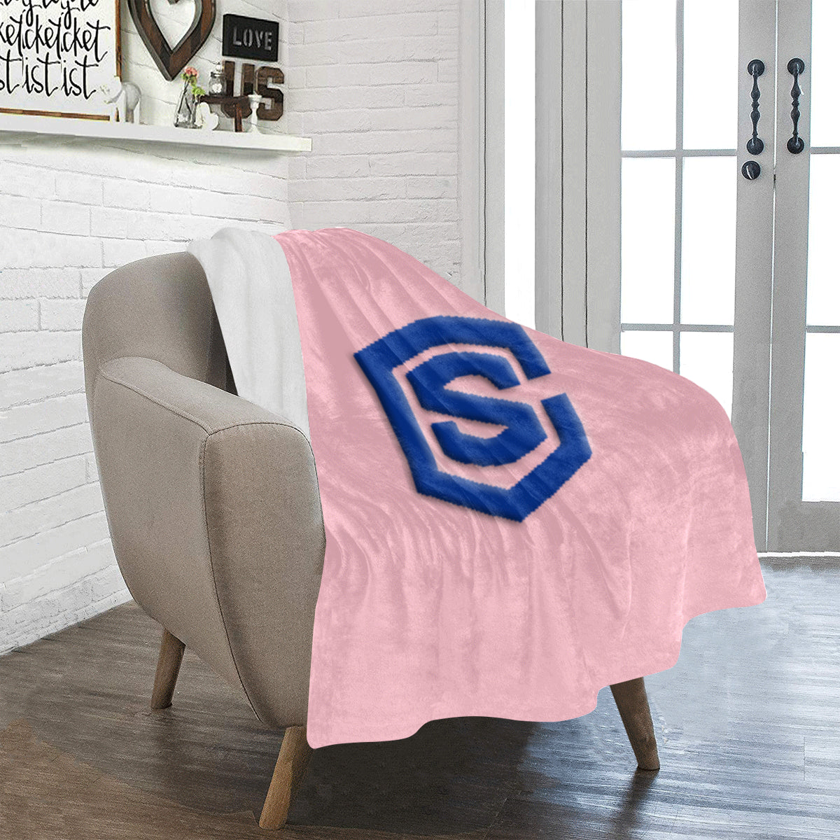 Pink Ultra-Soft Micro Fleece Blanket with Blue Logo Ultra-Soft Micro Fleece Blanket 30"x40"
