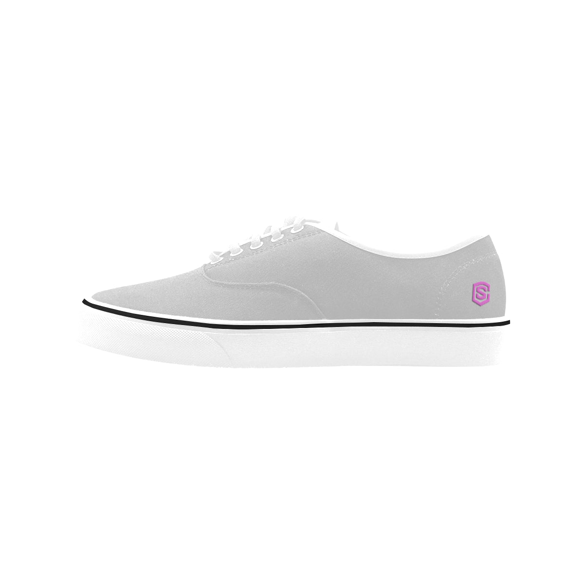 pink logo Classic Women's Canvas Low Top Shoes (Model E001-4)
