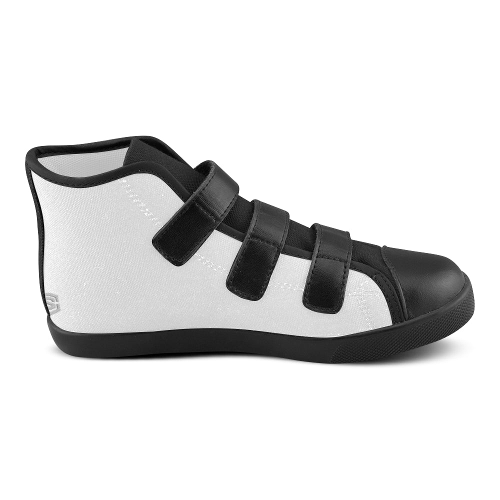 GRAY CANVAS KID SHOES silver logo Velcro High Top Canvas Kid's Shoes (Model 015)