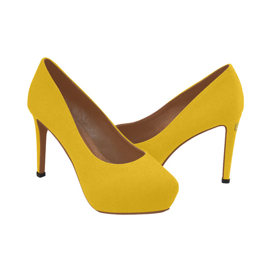 GOLD Women's High Heels gold logo Women's High Heels (Model 044)