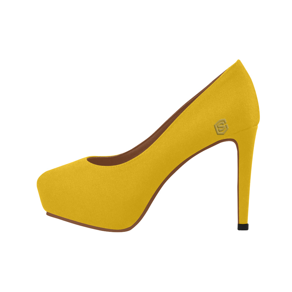 ORANGE Women's High Heels gold logo Women's High Heels (Model 044)