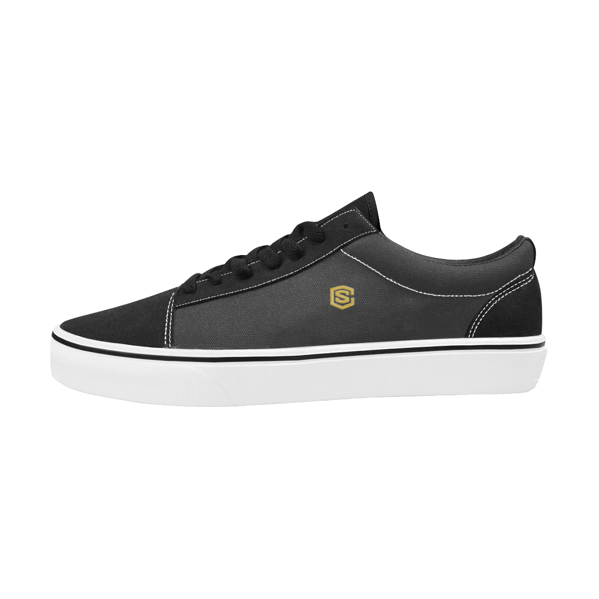gold logo Women's Low Top Skateboarding Shoes (Model E001-2)