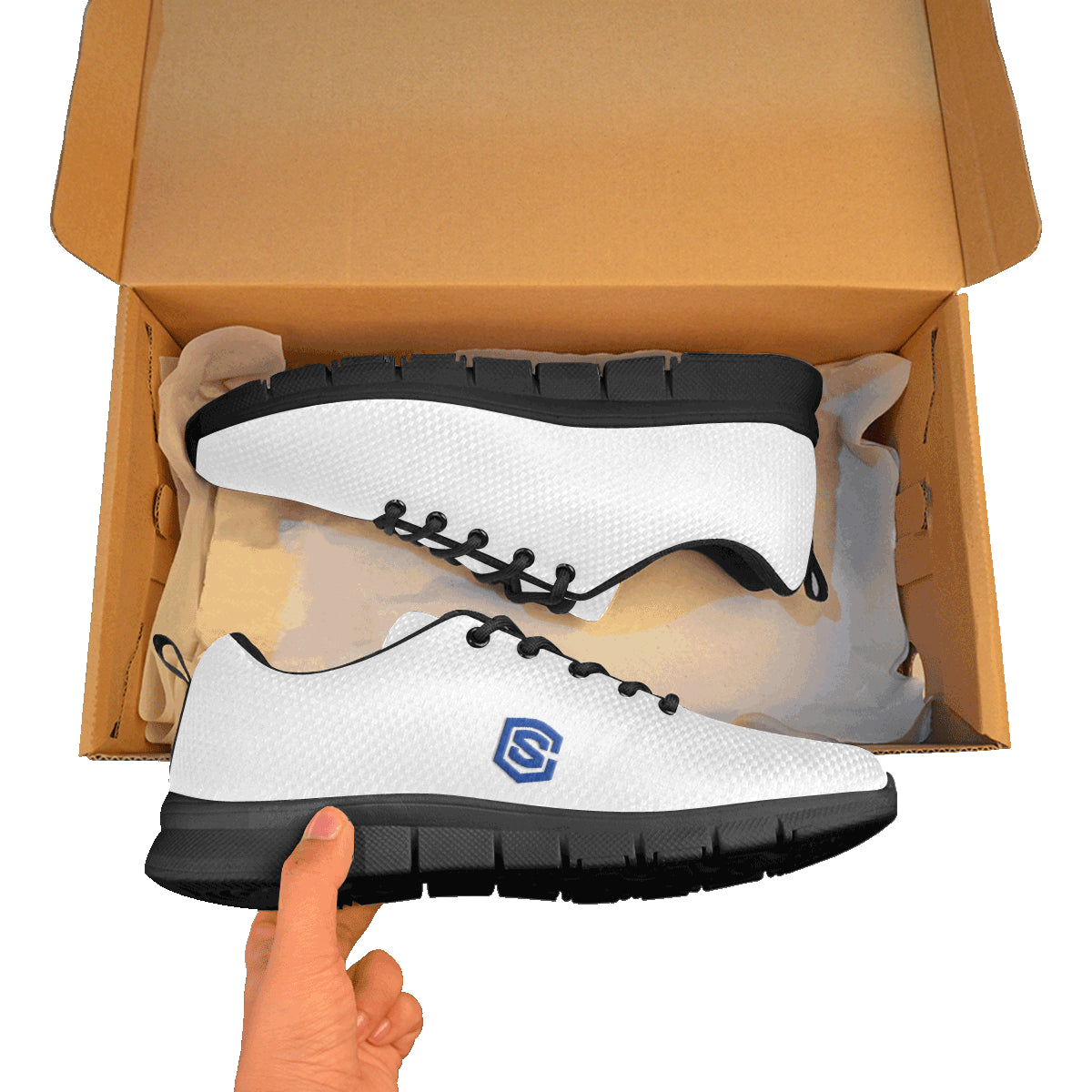 blue logo Men's Breathable Running Shoes (Model 055)