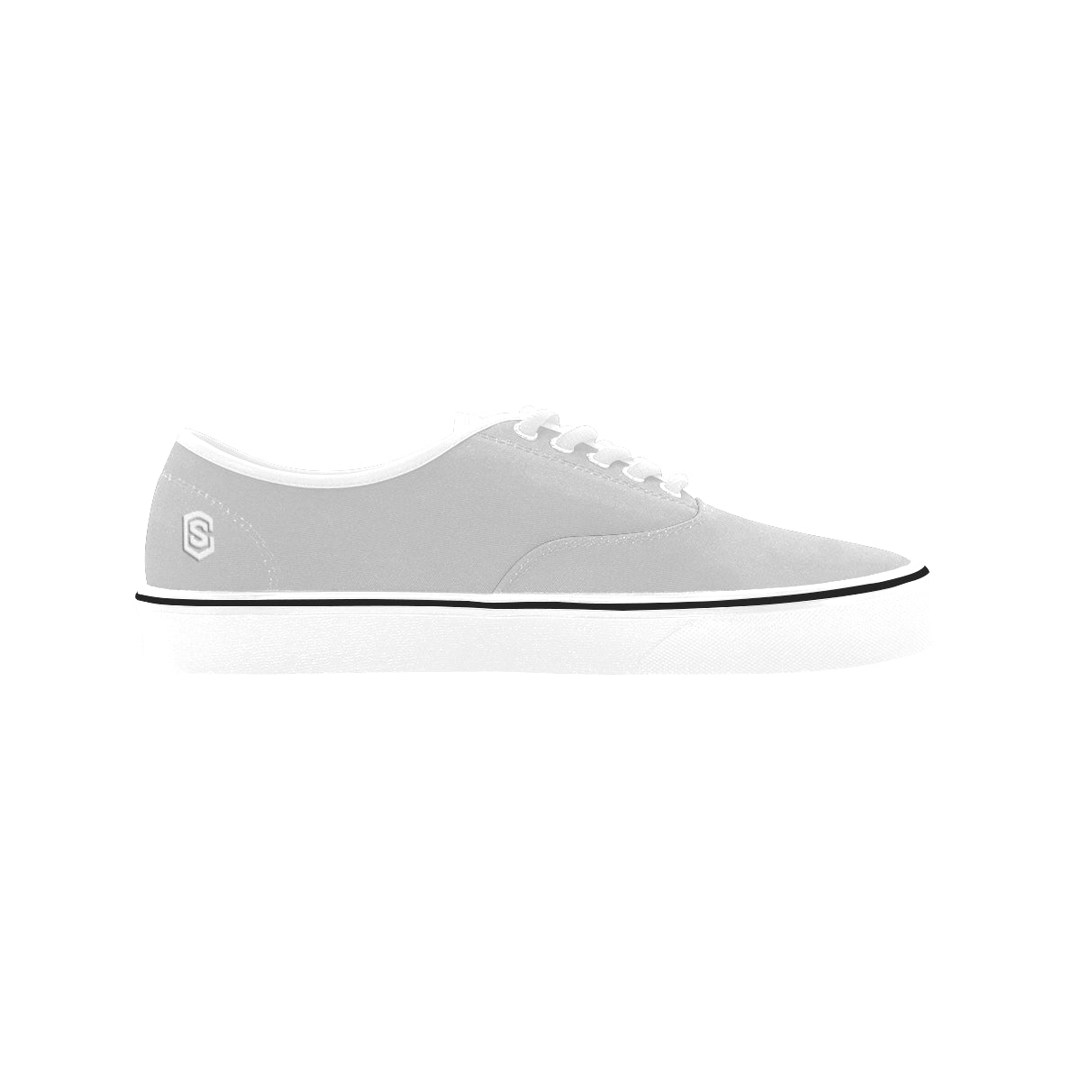 white logo Classic Women's Canvas Low Top Shoes (Model E001-4)