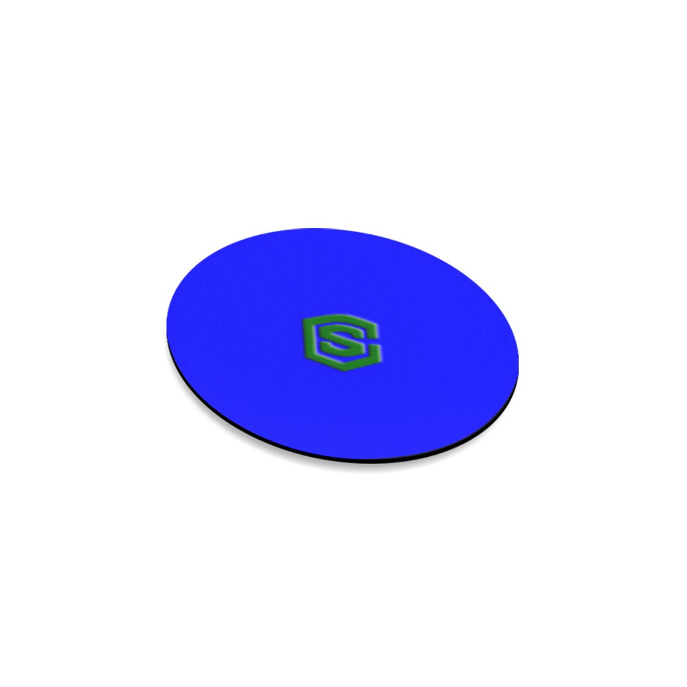 Blue Round Coaster with Green Logo Round Coaster