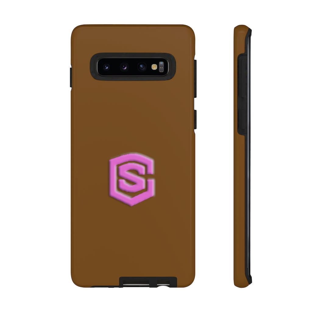 Brown Tough Cases Pink Logo