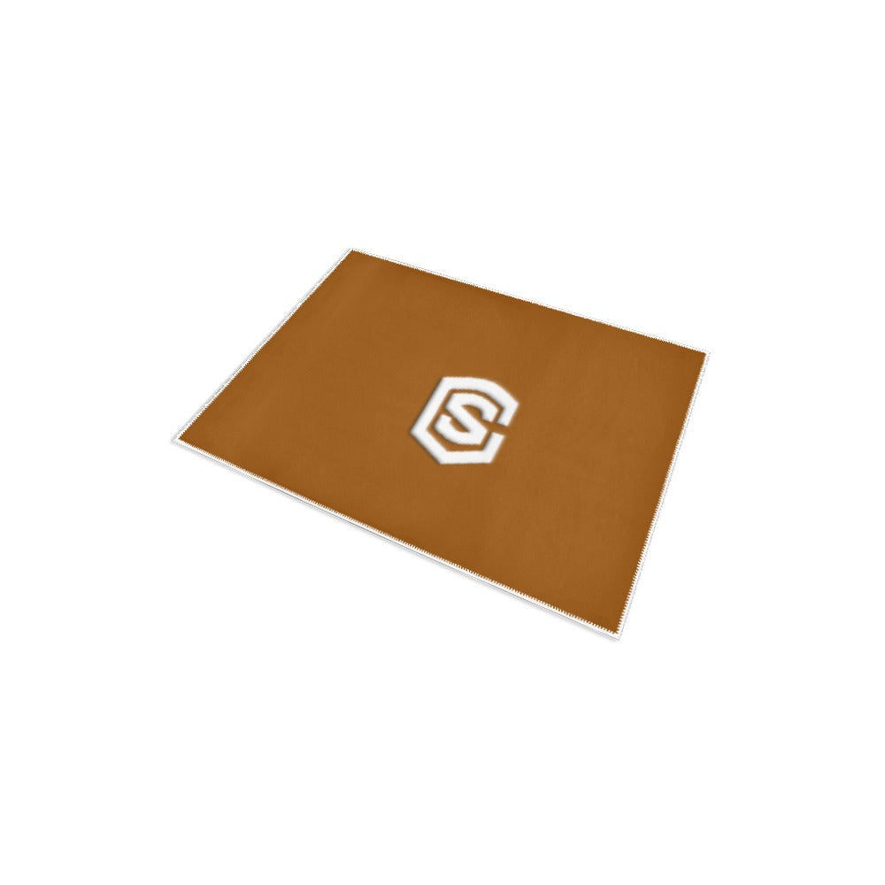 Brown Area Rug 2.6' x 1.7' with White Logo Area Rug 2.6' x 1.7'