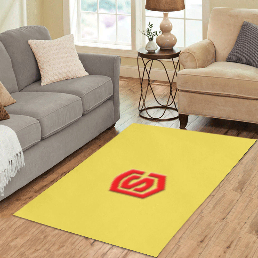 Yellow Area Rug Red Logo Area Rug 5' x 3.2'