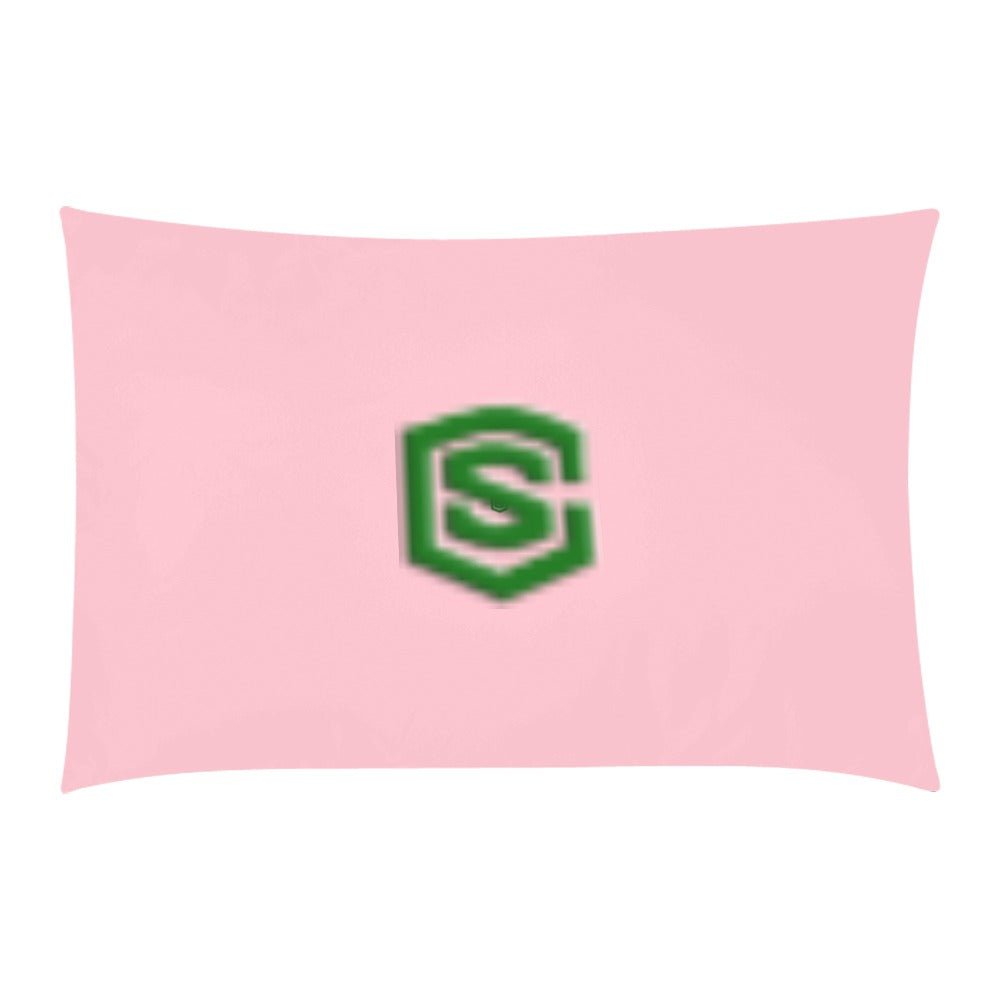 Pink 3-Piece Bedding Set (1 Duvet Cover 86"x70"; 2 Pillowcases 20"x30")(One Side) wtih Green Logo 3-Piece Bedding Set (1 Duvet Cover 86"x70"; 2 Pillowcases 20"x30")(One Side)