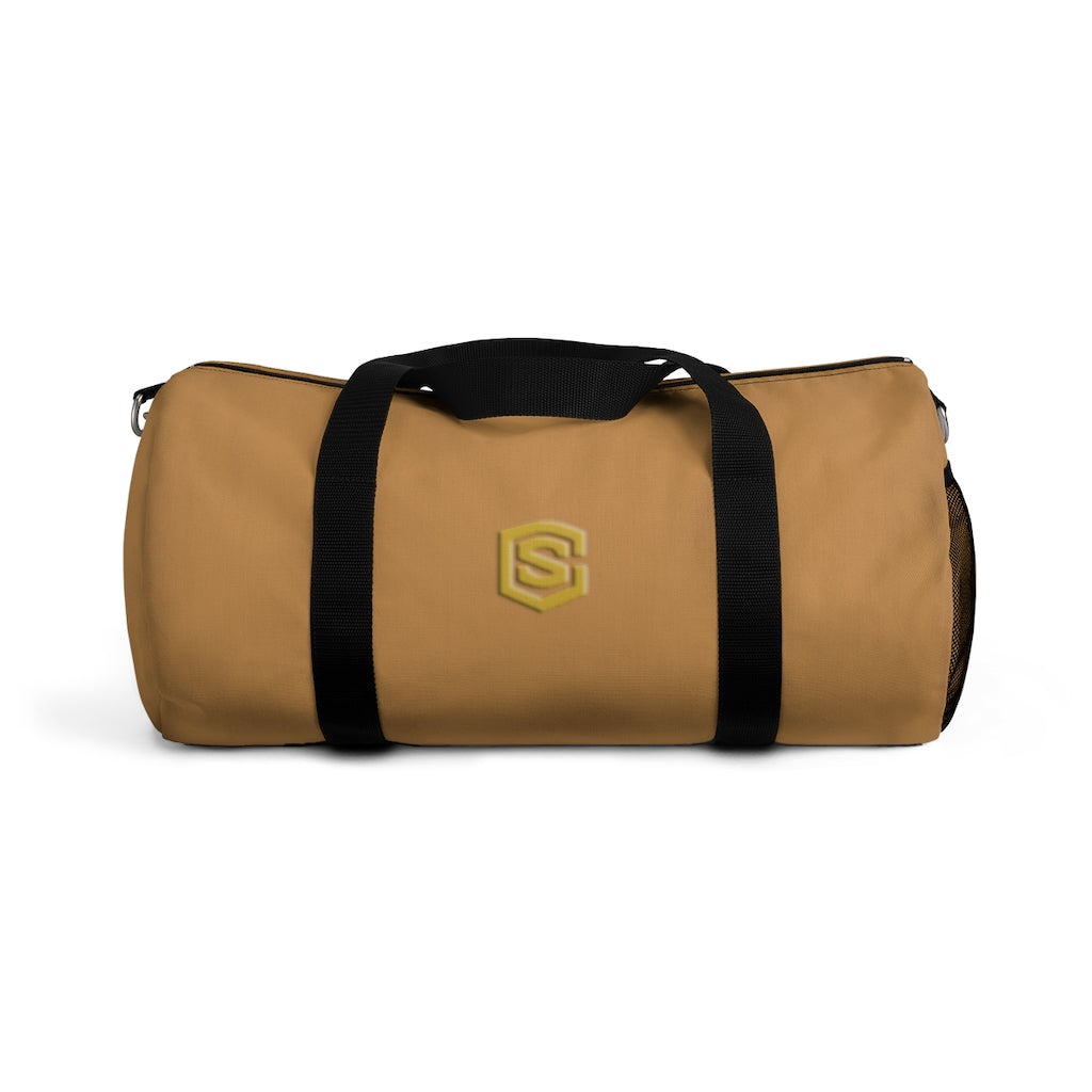 Brown Duffel Bag Gold Logo