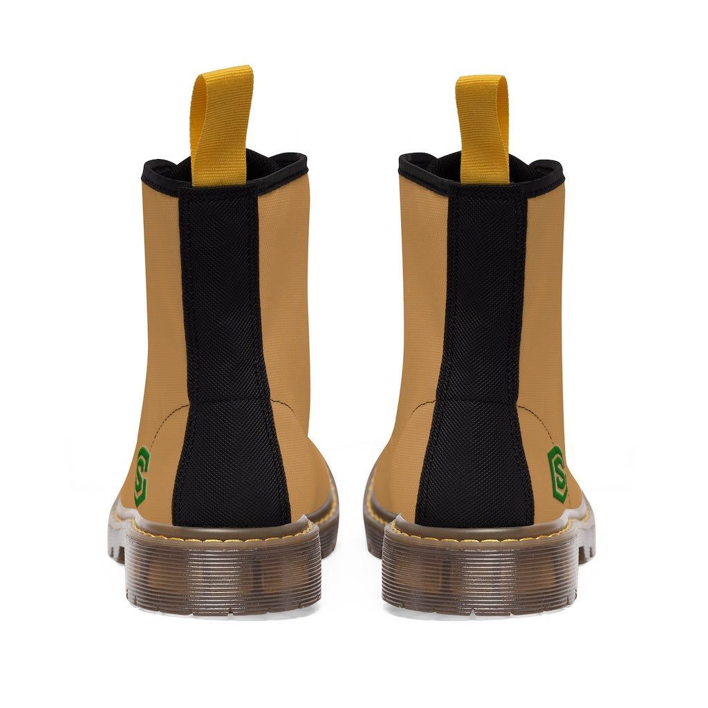 Brown Men's Canvas Boots Green Logo