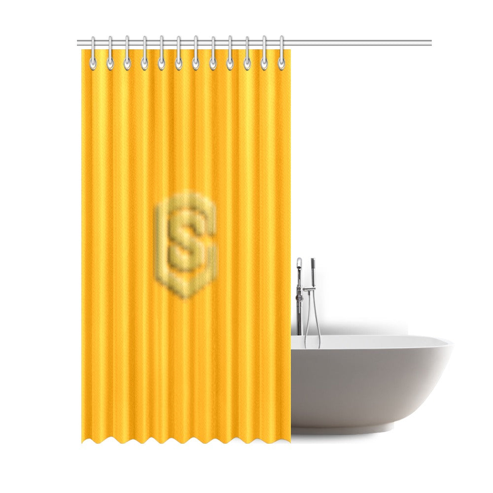 Orange Shower Curtain 69"x84" with Gold Logo Shower Curtain 69"x84"