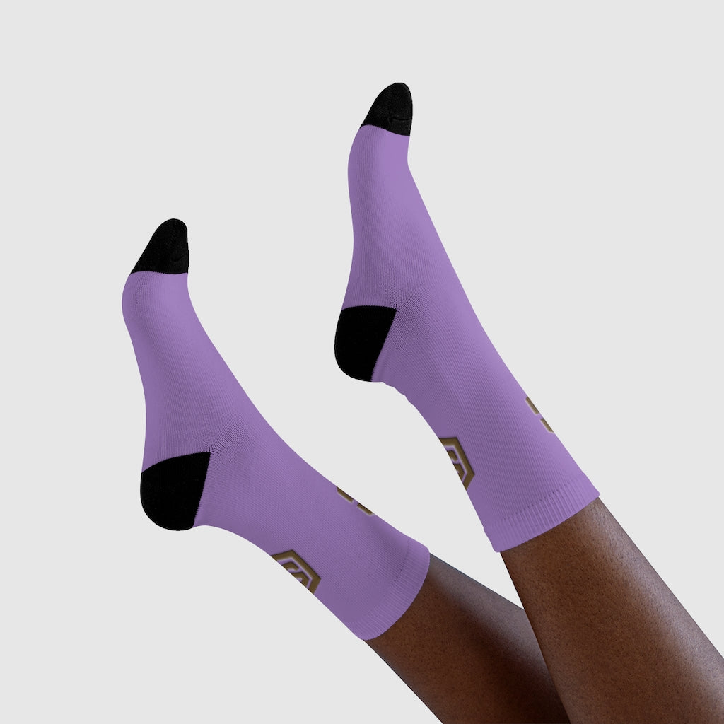 Purple Sublimation Crew Socks (EU) Brown Logo