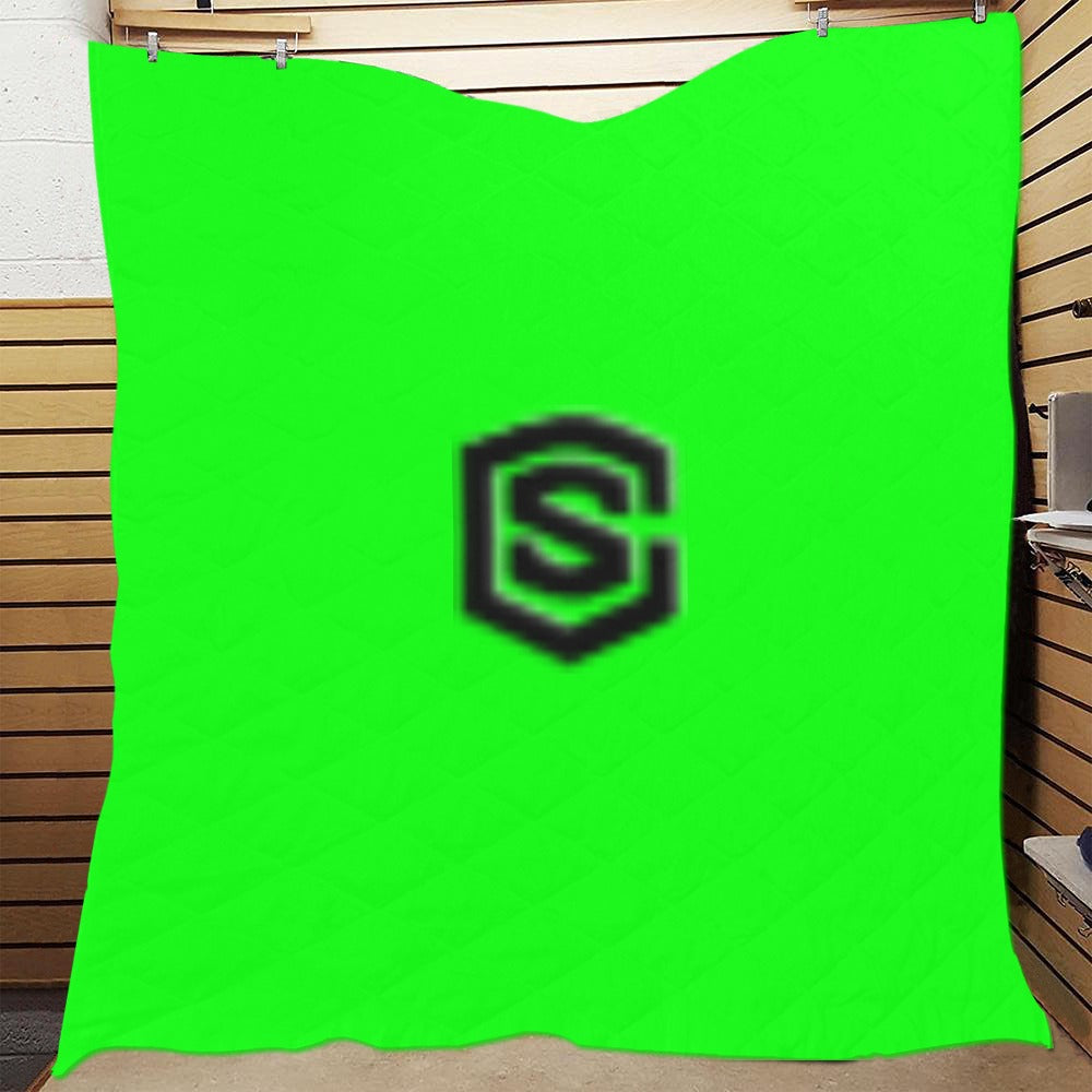 Green Quilt with Black Logo Custom Quilt  70" x 80"