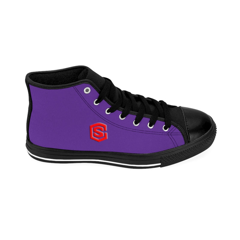 violet Men's High-top Sneakers - red logo