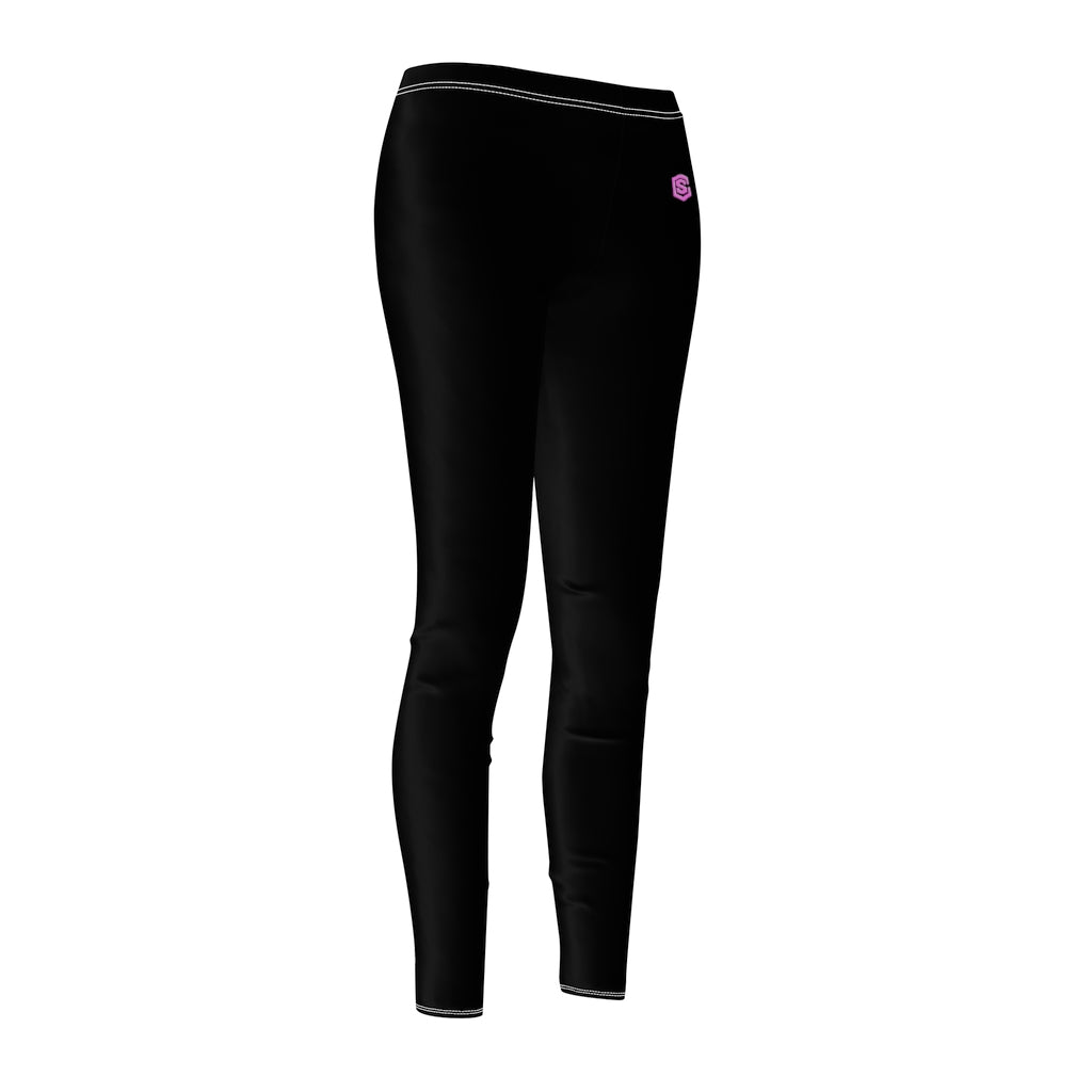 Black Women's Cut & Sew Casual Leggings Pink logo