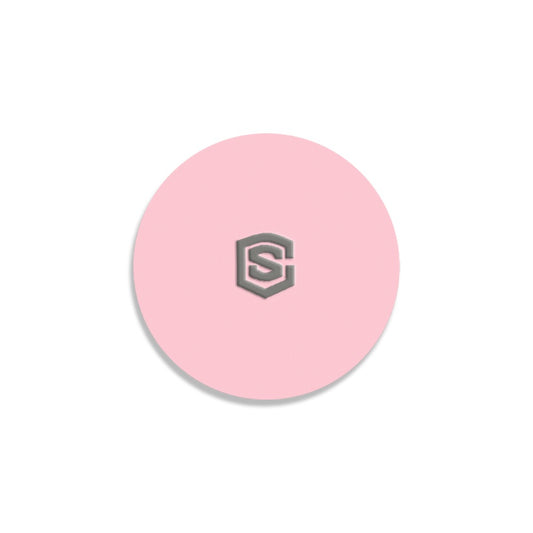 Pink Round Coaster with Gray Logo Round Coaster