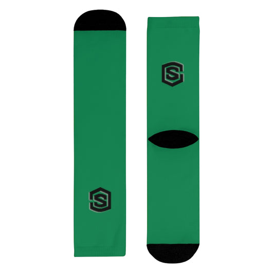 Green Sublimation Crew Socks (EU) Blue Logo