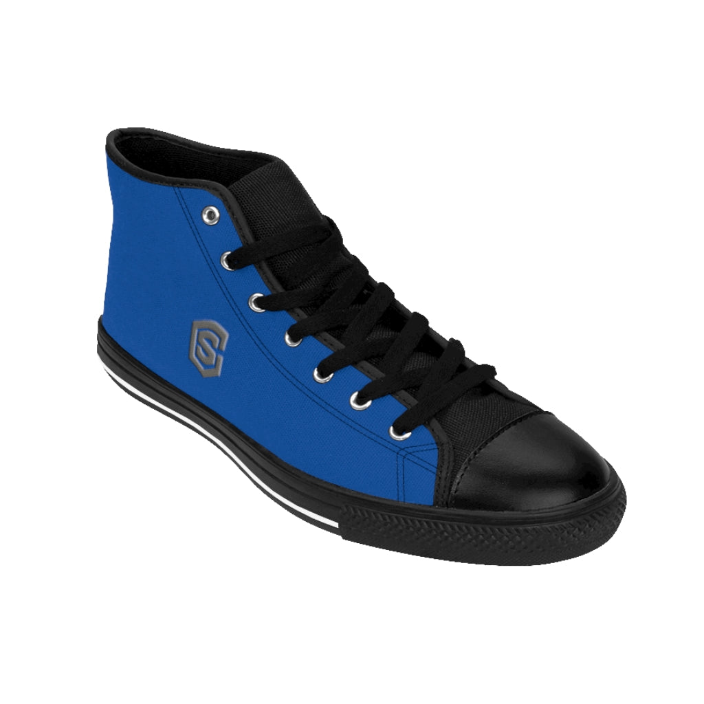blue Men's High-top Sneakers Silver logo