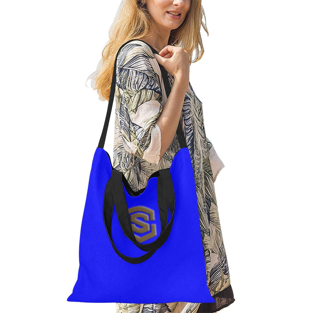 Blue All Over Print Canvas Tote Bag With Brown Logo All Over Print Canvas Tote Bag(Model1698)(Medium)