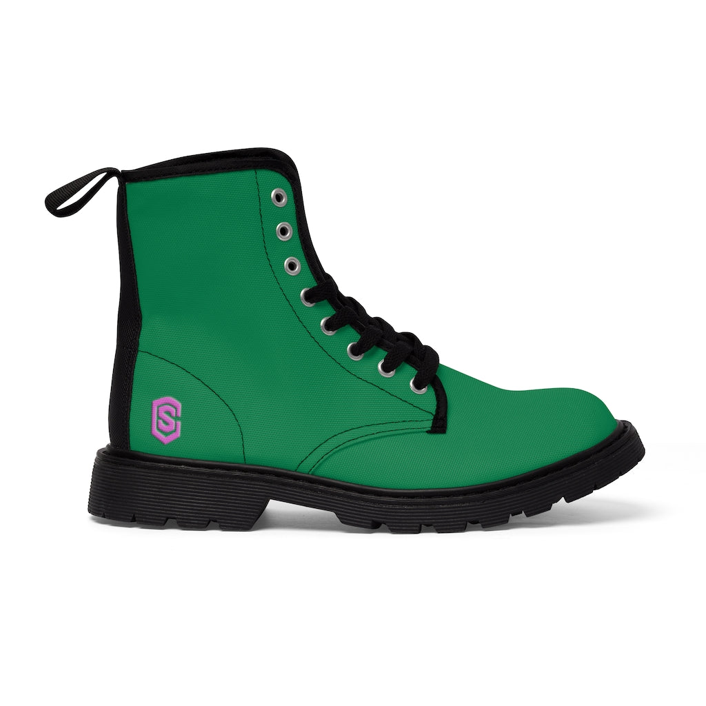 Green Men's Canvas Boots Violet Logo
