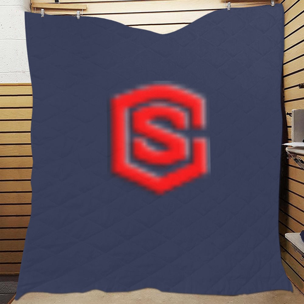 BLUE CUSTOM QUILT RED LOGO CUSTOM QUILT Custom Quilt  70" x 80"