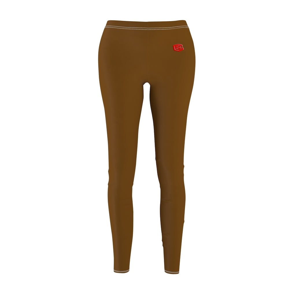 Brown Women's Cut & Sew Casual Leggings Red logo