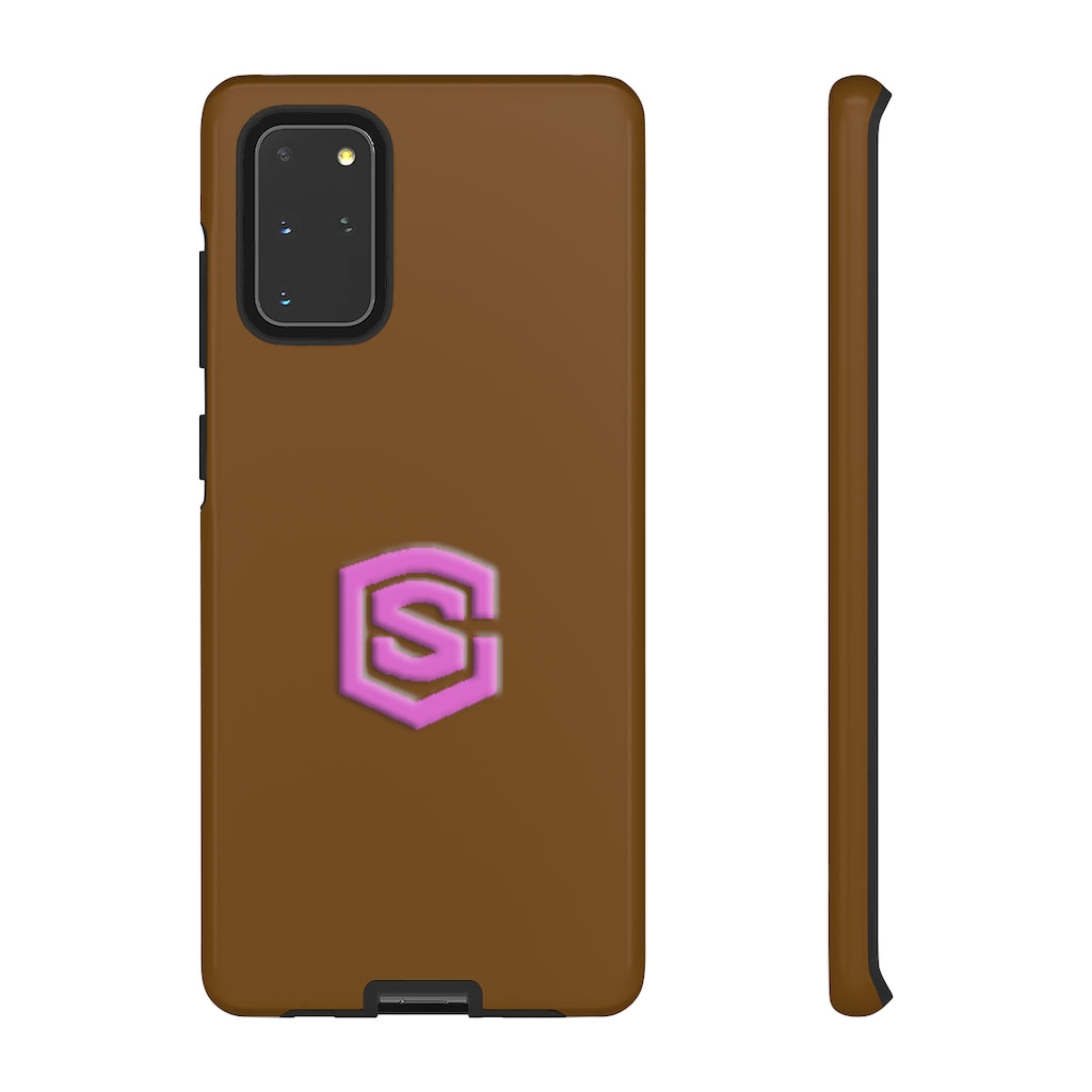 Brown Tough Cases Pink Logo