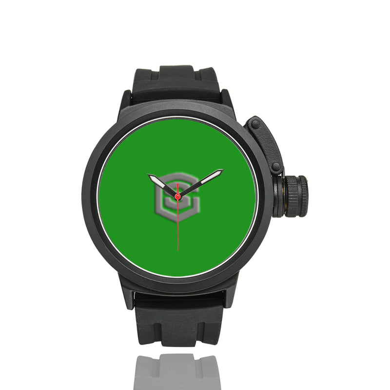 GREEN MEN SPORT WATCH WITH GRAY LOGO Men's Sport Watch (Model 309)