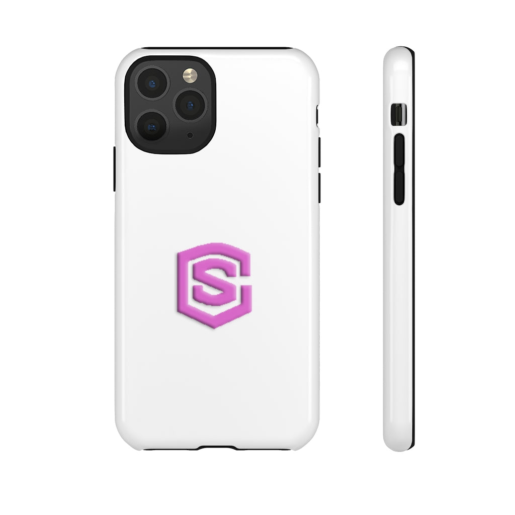 White Tough Cases Pink Logo