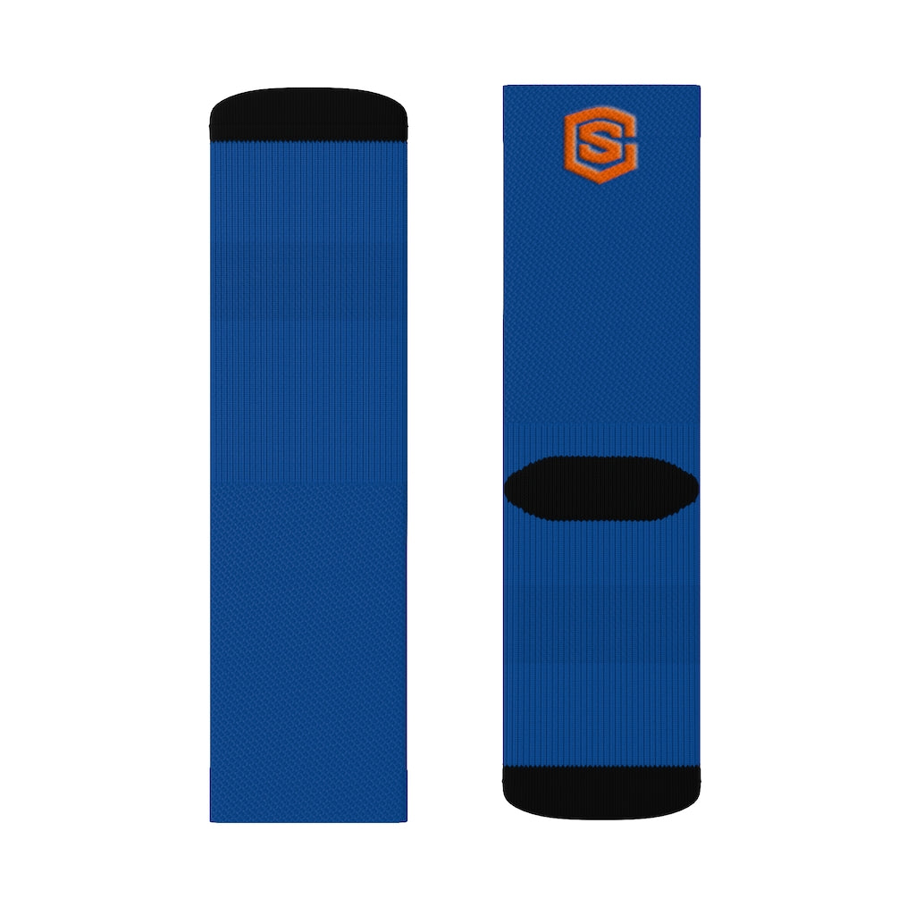Blue Sublimation Socks Orange Logo