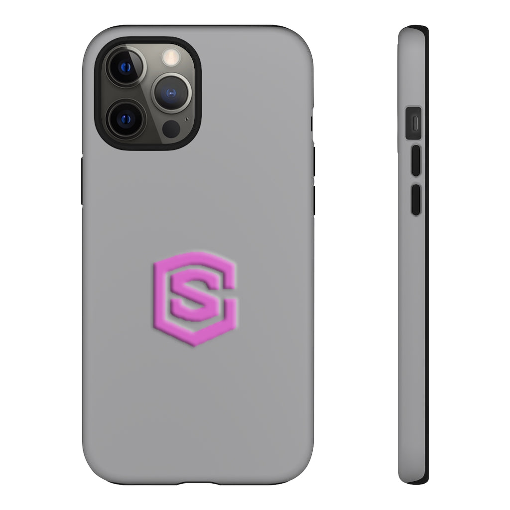 Grey Tough Cases Pink Logo