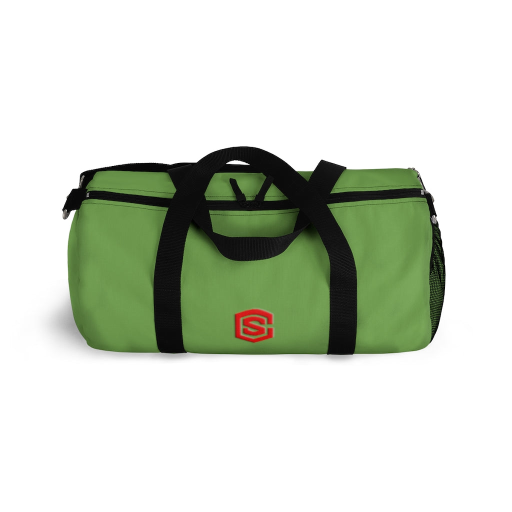 Green Duffel Bag Red Logo