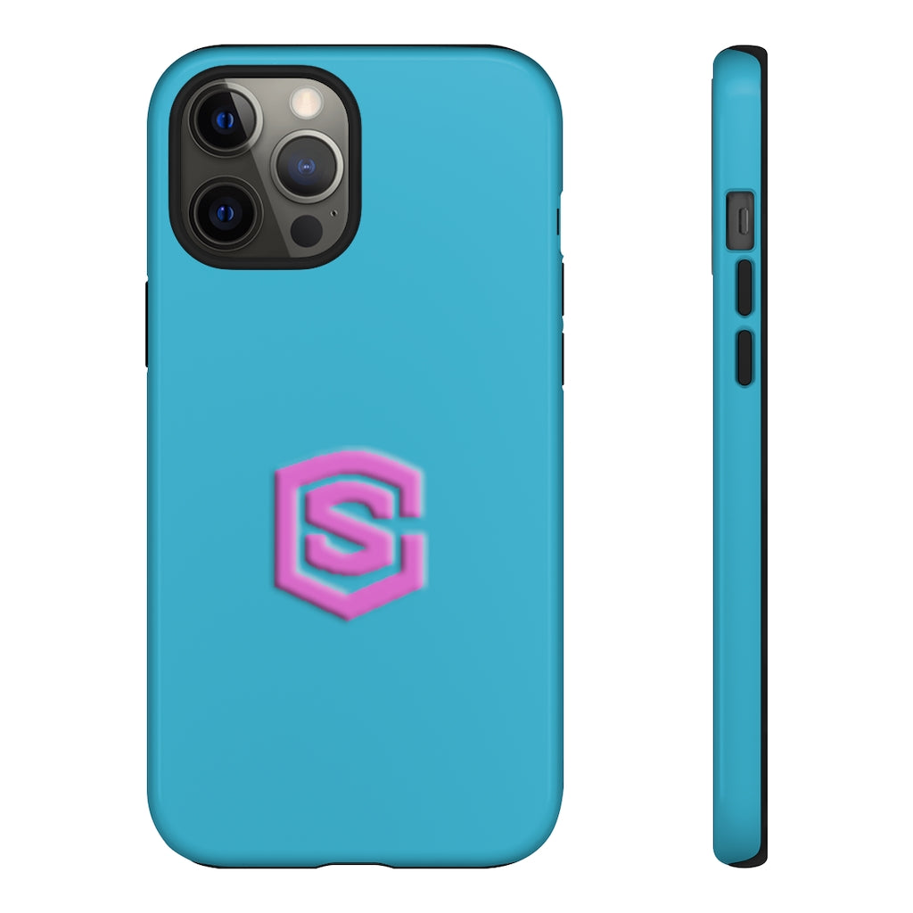 Blue Tough Cases Pink Logo