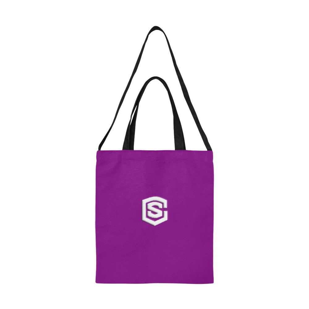 Purple All Over Print Canvas Tote Bag With White Logo All Over Print Canvas Tote Bag(Model1698)(Medium)