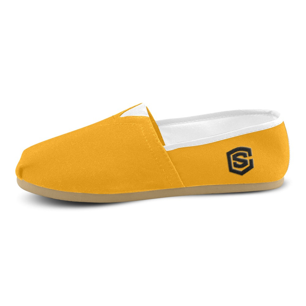 ORANGE casual shoes for women WITH BLACK LOGO Casual Canvas Women's Shoes (Model 004) (Designs are mirrored)