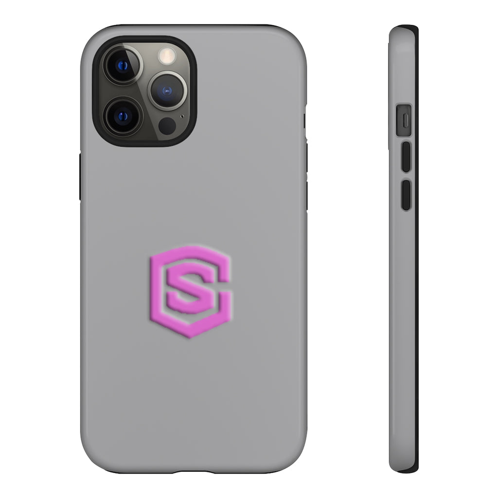 Grey Tough Cases Pink Logo