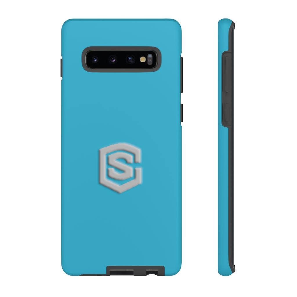 Blue Tough Cases Silver Logo