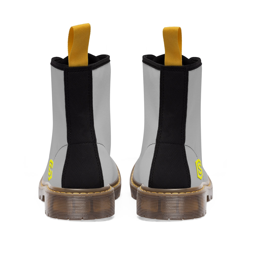 Grey Men's Canvas Boots Yellow Logo